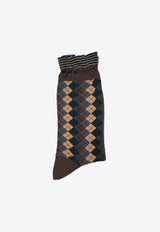ANTIPAST Geometric Wool Knitted Socks Brown AM94A_DARKBROWN