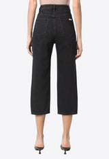 Self-Portrait Straight-Leg Cropped Jeans RS22800SL_BLACK