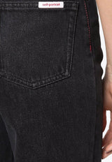 Self-Portrait Straight-Leg Cropped Jeans RS22800SL_BLACK