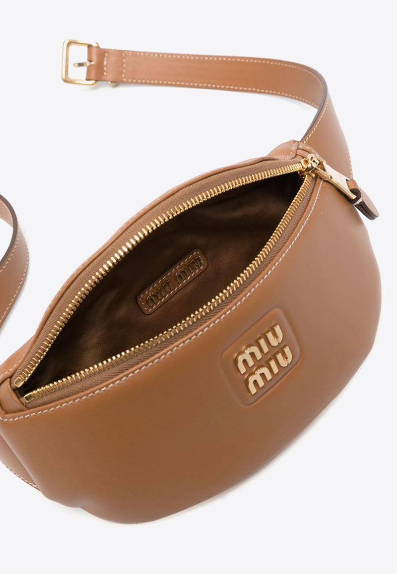 Miu Miu Logo Patch Leather Belt Bag Brown 5BL015VOOO2E6Y_F098L