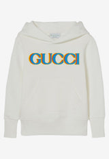 Gucci Kids Boys Logo Print Hoodie White 773379XJGZF/Q_GUC-9214