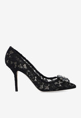 Dolce & Gabbana Bellucci 90 Embellished Lace Pumps Black CD0101 AL198-80999
