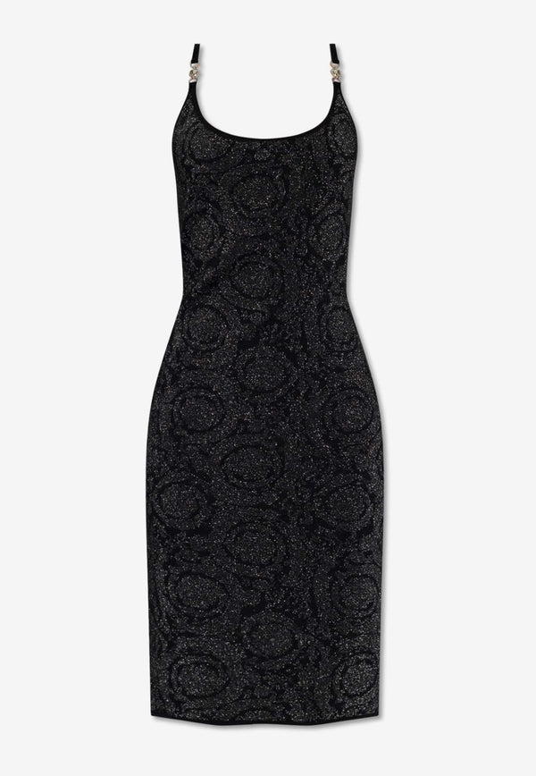Versace Barocco Lurex Knit Dress Black 1011396 1A10004-1B000