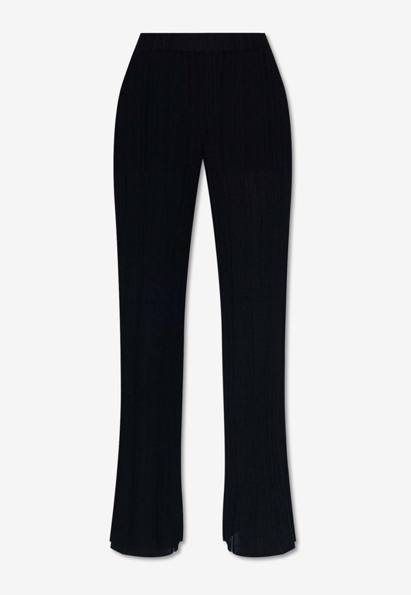 Stella McCartney Plisse Knit Straight-Leg Pants Black 6K0685 3S2465-1000