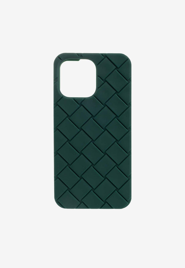 Bottega Veneta iPhone 14 Pro Max Intrecciato Cover Emerald Green 733845 V0EY0-3046