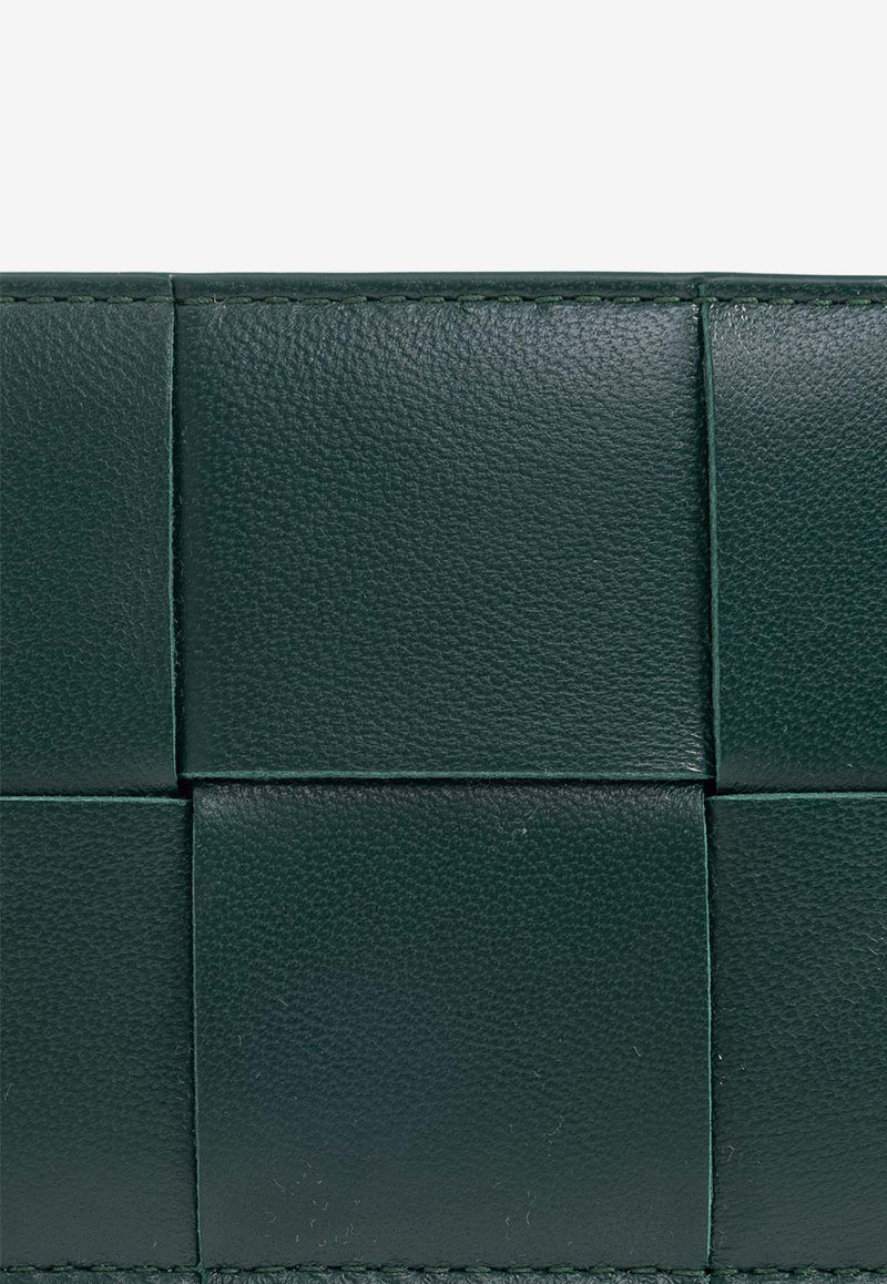 Bottega Veneta Cassette Intrecciato Leather Cardholder Emerald Green 742693 VCQC4-3049