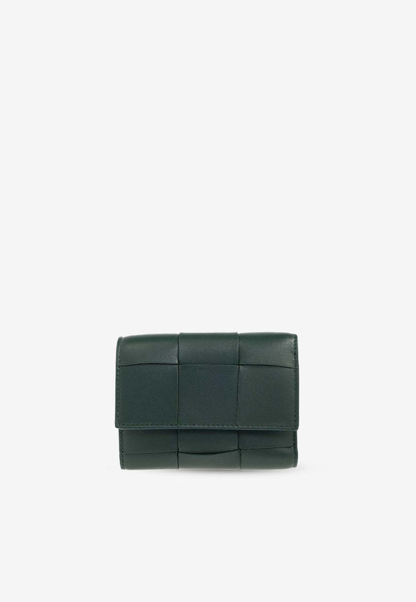 Bottega Veneta Cassette Tri-Fold Leather Wallet Emerald Green 750245 VCQC1-3049