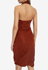 Bottega Veneta Halterneck Draped Dress Brown 772524 VKUQ0-6078