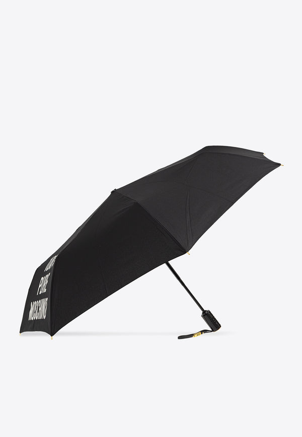 Moschino Logo Print Open and Close Umbrella Black 8592 OPENCLOSEA-BLACK