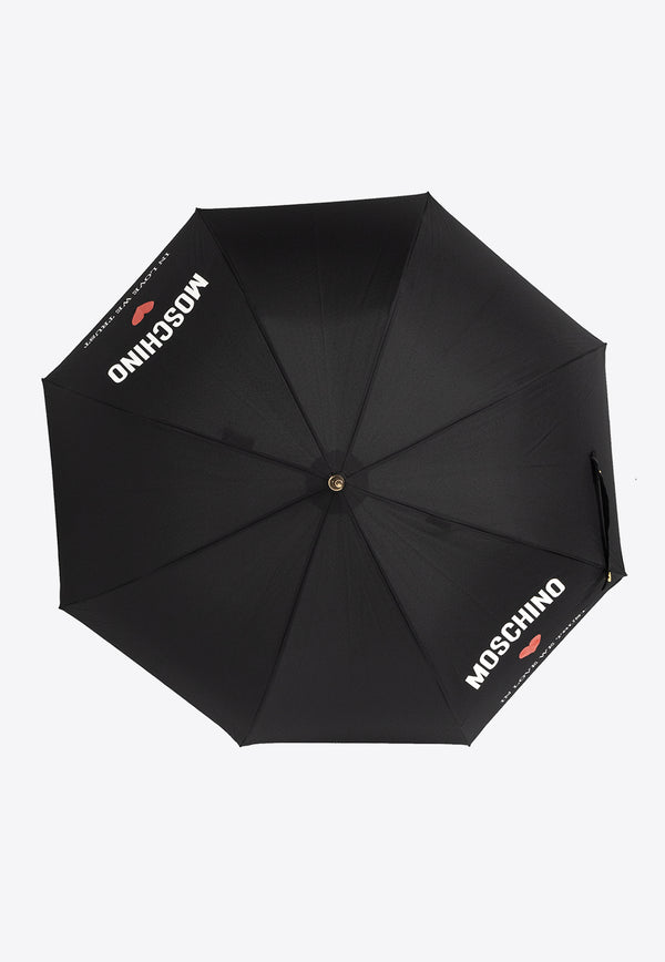 Moschino Slogan Print Umbrella Black 8956 63AUTOA-BLACK