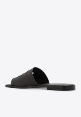 Dolce & Gabbana DG Logo Leather Slides Brown A80397 AO602-8H042