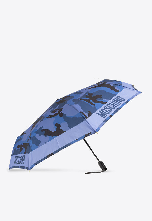 Moschino Camouflage Print Foldable Umbrella Blue 8893 OPENCLOSEF-BLUE