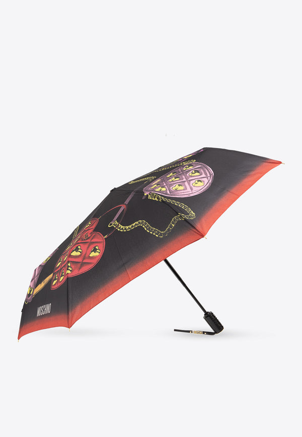 Moschino Bags Illustration Print Foldable Umbrella Multicolor 8987 OPENCLOSEA-BLACK