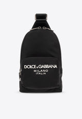 Dolce & Gabbana One-Shoulder Logo Print Backpack Black BM2295 AG182-8B956