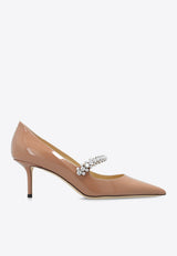 Jimmy Choo Bing 65 Crystal Embellished Pumps in Patent Leather Beige BING PUMP 65 PAT-BALLET PINK