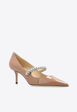 Jimmy Choo Bing 65 Crystal Embellished Pumps in Patent Leather Beige BING PUMP 65 PAT-BALLET PINK