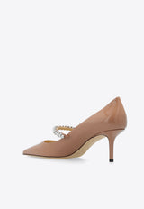 Jimmy Choo Bing 65 Crystal Embellished Pumps in Patent Leather Beige BING PUMP 65 PAT-BALLET PINK