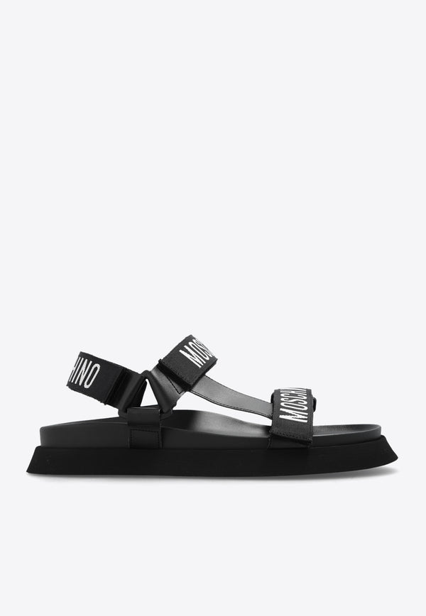 Moschino Logo-Tape Flat Sandals Black MA16244G1I MU0-000
