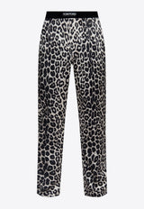 Tom Ford Leopard Print Silk Pajama Pants Grey T4H201750 0-278