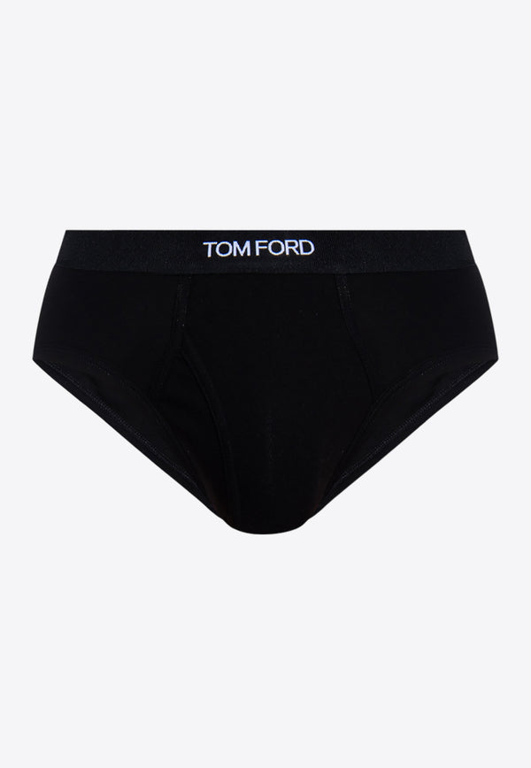 Tom Ford Logo Jacquard Stretch Briefs Black T4LC11040 0-002