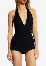 Dolce & Gabbana Halterneck Ruched One-Piece Swimsuit Black O9A06J ONO12-N0000
