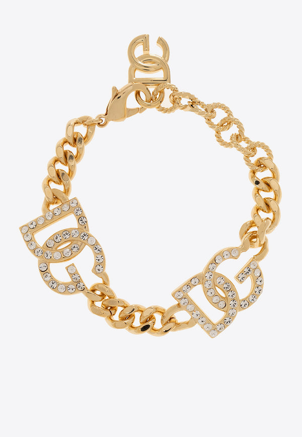 Dolce & Gabbana Interlocking DG Logo Crystal Embellished Bracelet Gold WBO4S3 W1111-ZOO00