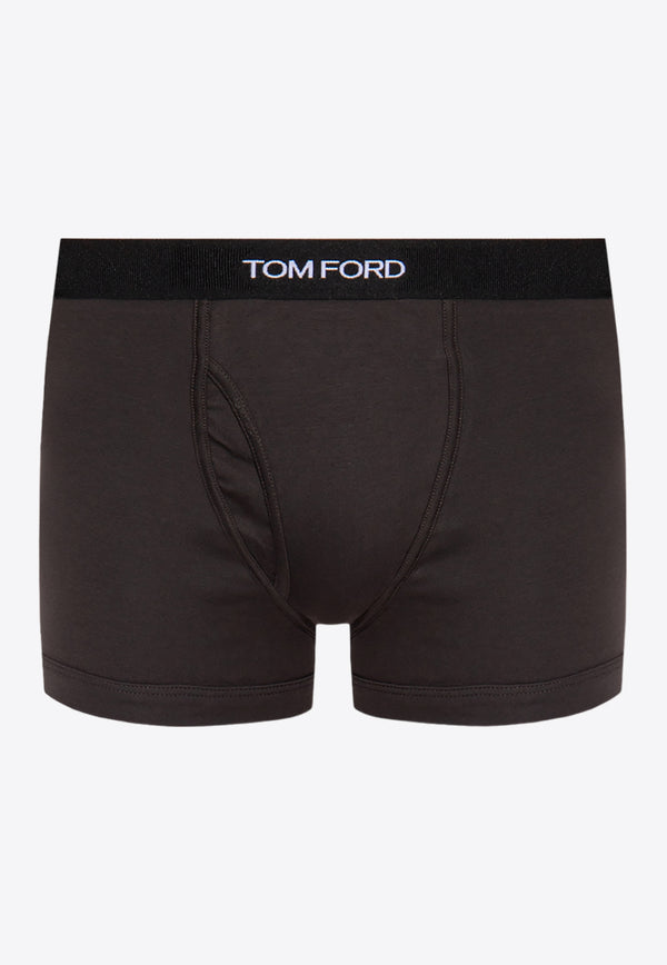 Tom Ford Logo Jacquard Stretch Boxer Briefs Brown T4LC31040 0-204