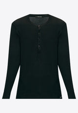 Tom Ford Henley Long-Sleeved Pajama Top Black T4M151040 0-002