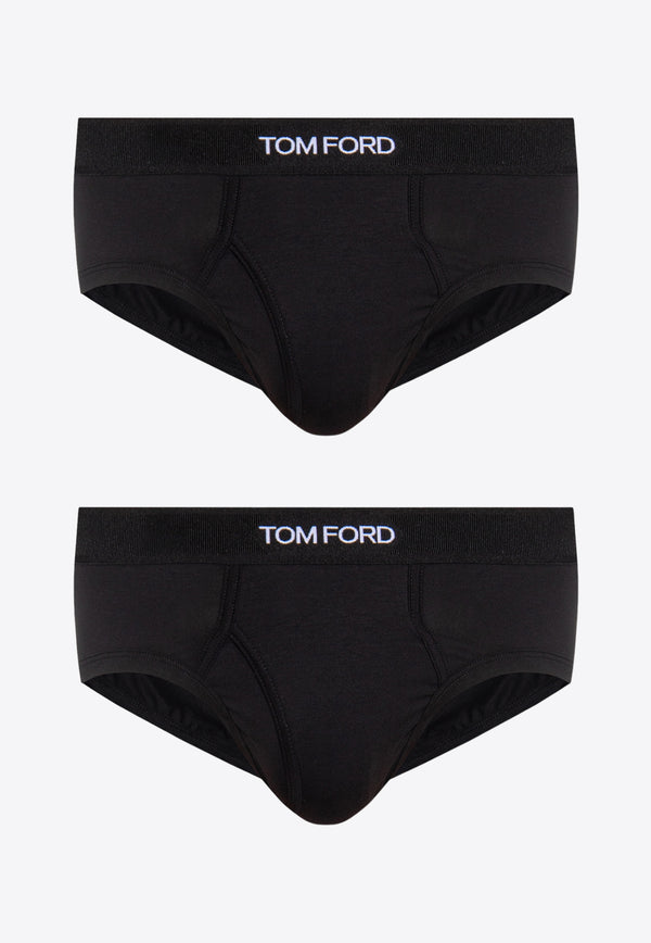 Tom Ford Logo Jacquard Briefs - Set of 2 Black T4XC11410 0-002