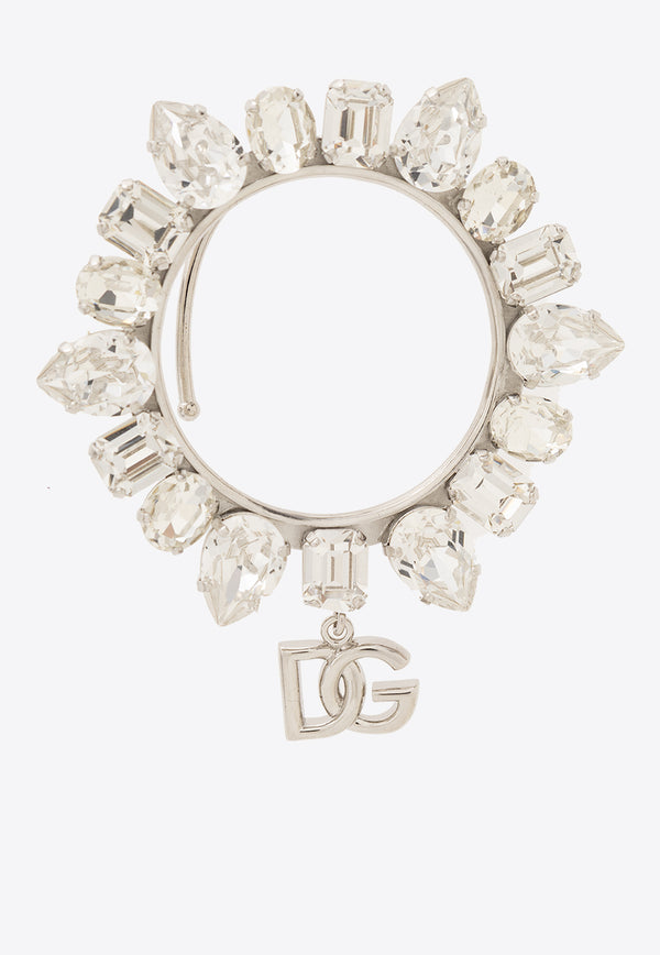 Dolce & Gabbana Rhinestone Embellished DG Logo Ear Cuffs Silver WEQ2Y3 W1111-87655
