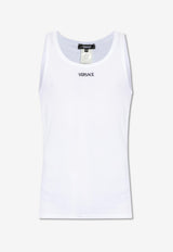 Versace Logo Embroidered Sleeveless T-shirt White 1013125 1A09410-1W000