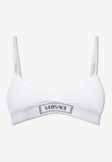 Versace Logo Waistband Ribbed Bralette White 1013503 1A09551-1W010