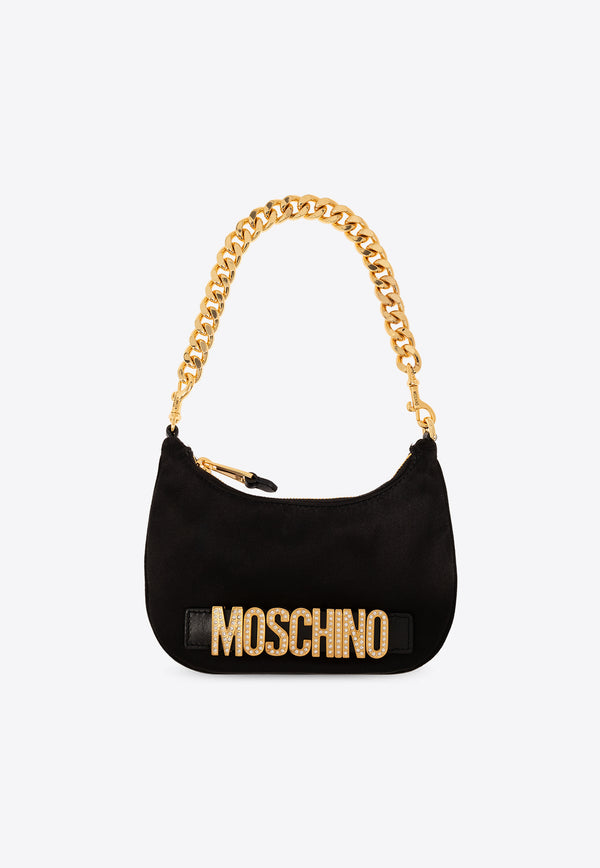 Moschino Logo Lettering Chain Shoulder Bag Black 2417 A7524 8220-6555