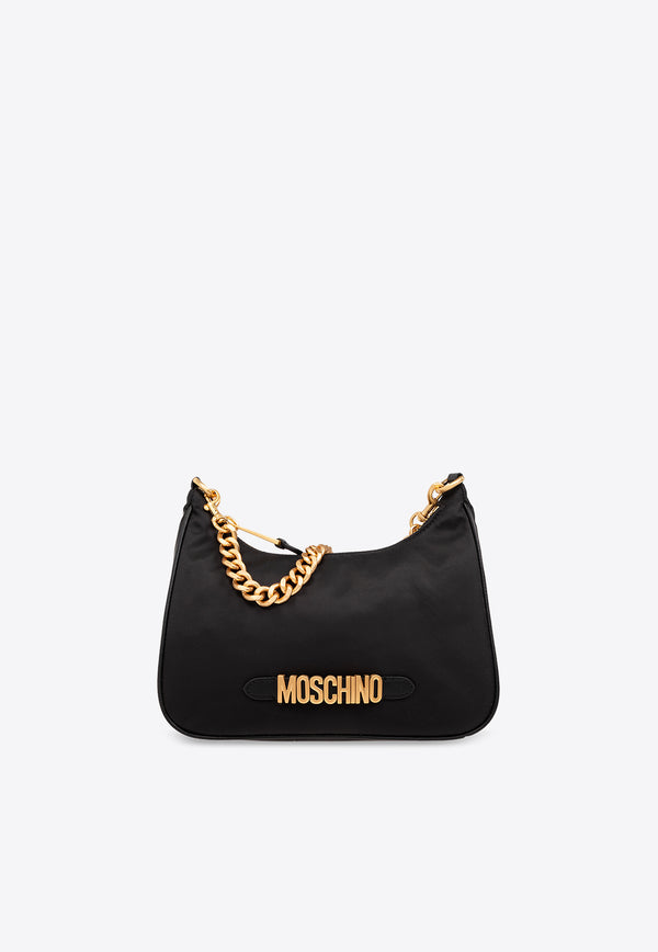 Moschino Logo Plaque Shoulder Bag Black 2417 B7409 8202-1555