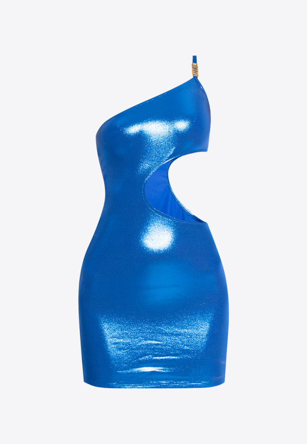 Moschino Lamé Cut-Out Mini Beach Dress Blue 241V2 A2613 9405-0318
