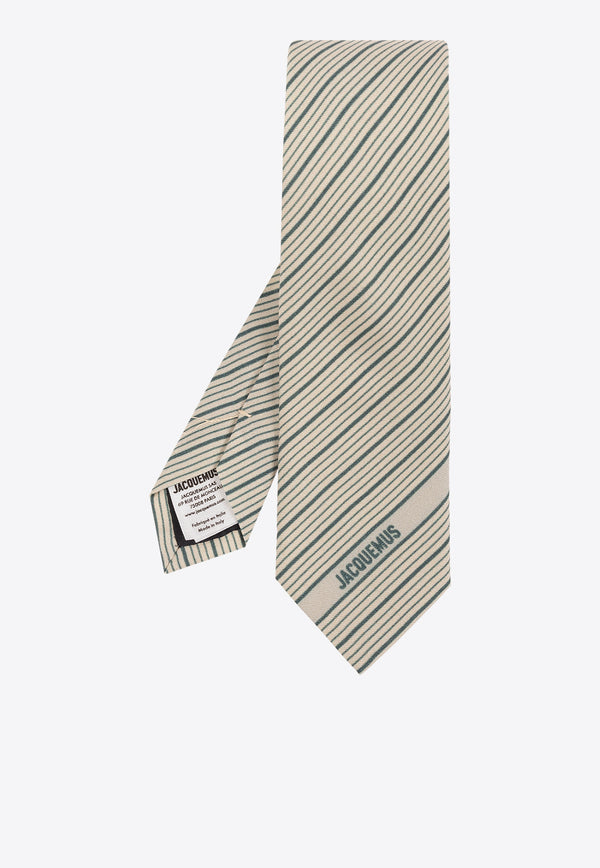 Jacquemus La Cravate Stripe Jacquard Tie Cream 245AC662 1567-5BJ