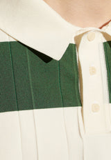 Jacquemus Bimini Striped Pleated Polo T-shirt Green 245KN426 2378-050
