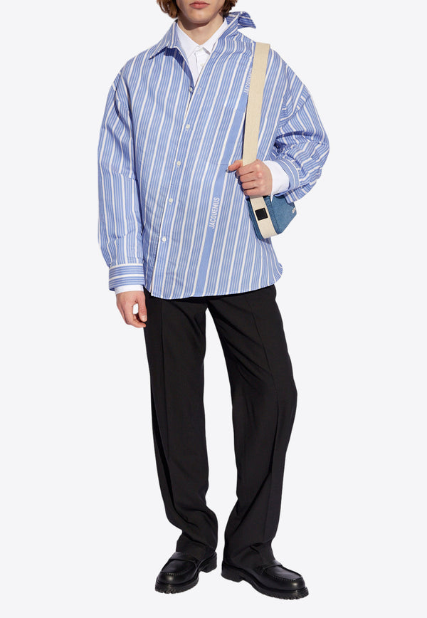 Jacquemus Cuadro Asymmetrical Striped Shirt Blue 245SH080 1566-3EV