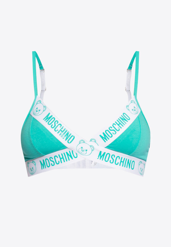 Moschino Underbear Rubber Logo Bra Blue 241V6 A1401 4406-0374