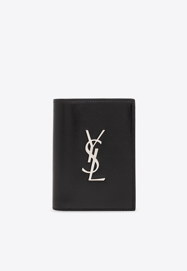Saint Laurent Cassandre Single-Fold Leather Cardholder Black 668735 0SX0E-1000