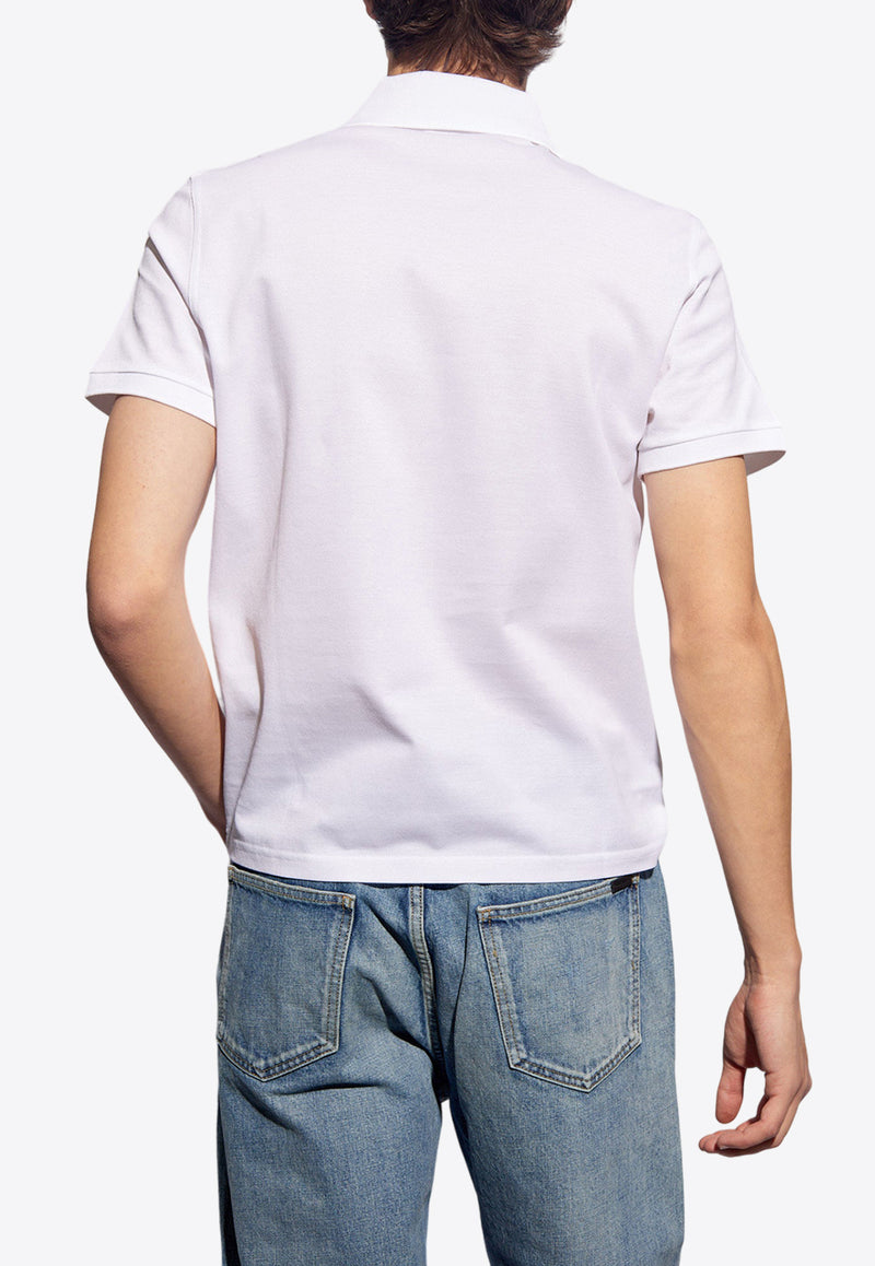 Saint Laurent Cassandre Embroidered Polo T-shirt White 712300 YB2OC-9000