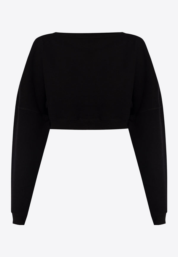 Saint Laurent Logo Embroidered Cropped Sweatshirt Black 770879 Y36SW-1000