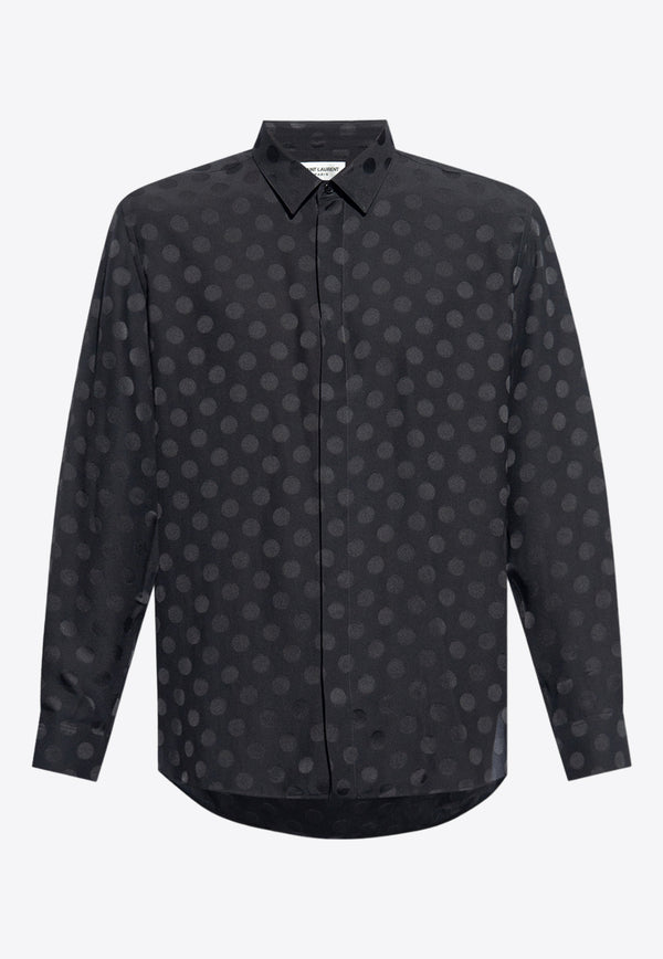 Saint Laurent Polka Dotted Silk Shirt Black 646850 Y1I44-1000