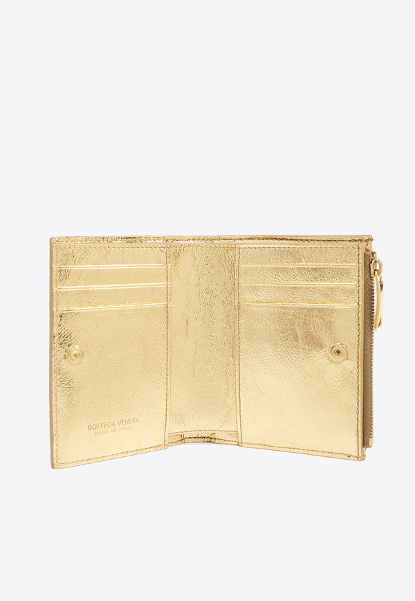 Bottega Veneta Small Intrecciato Bi-Fold Zip Wallet Gold 742330 V3QM5-8922