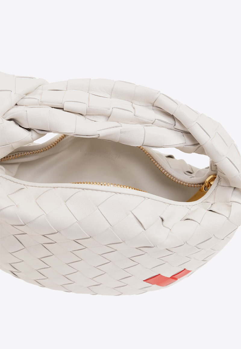 Bottega Veneta Mini Jodie Top Handle Bag with Heart White 777607 V3SP1-8583