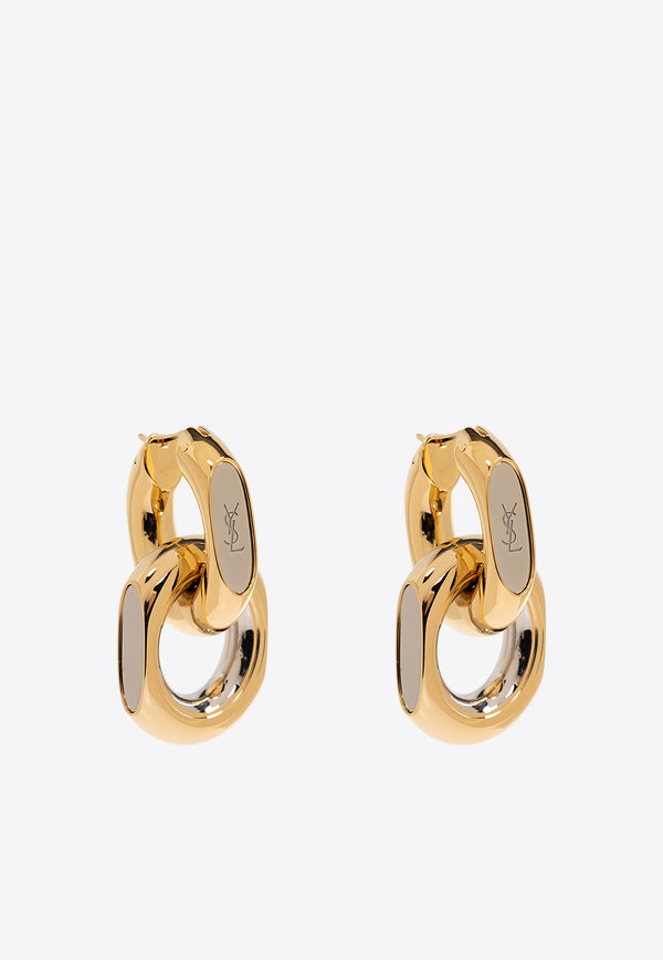 Saint Laurent Cassandre Duo Link Earrings Gold 778541 Y000A-8468