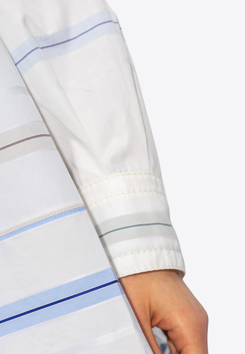 Bottega Veneta Handkerchief Patchwork Long-Sleeved Shirt White 769403 V3OS0-9114