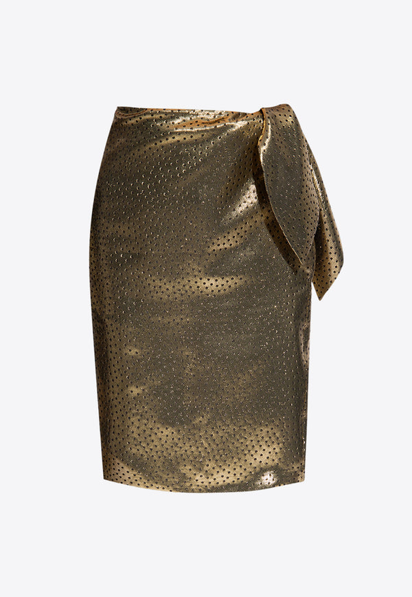 Saint Laurent Metallic Dotted Pencil Skirt Gold 776458 Y5I63-1003