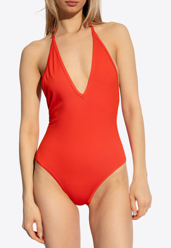 Bottega Veneta Halterneck One-Piece Swimsuit Red 779267 V3PP0-6120