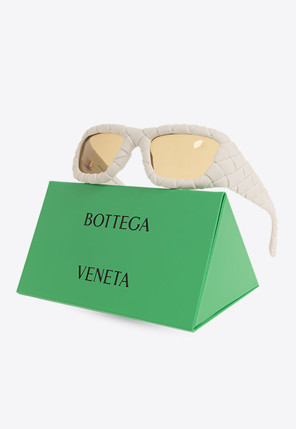 Bottega Veneta Intrecciato Rectangular Sunglasses Yellow 779523 VBL80-1472